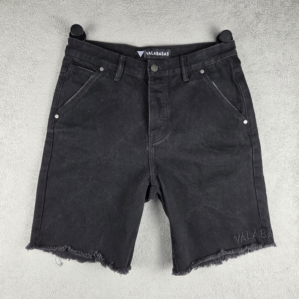 Valabasas Mr Shorts Black Denim Button Fly Jorts Mens 32 Streetwear Distressed